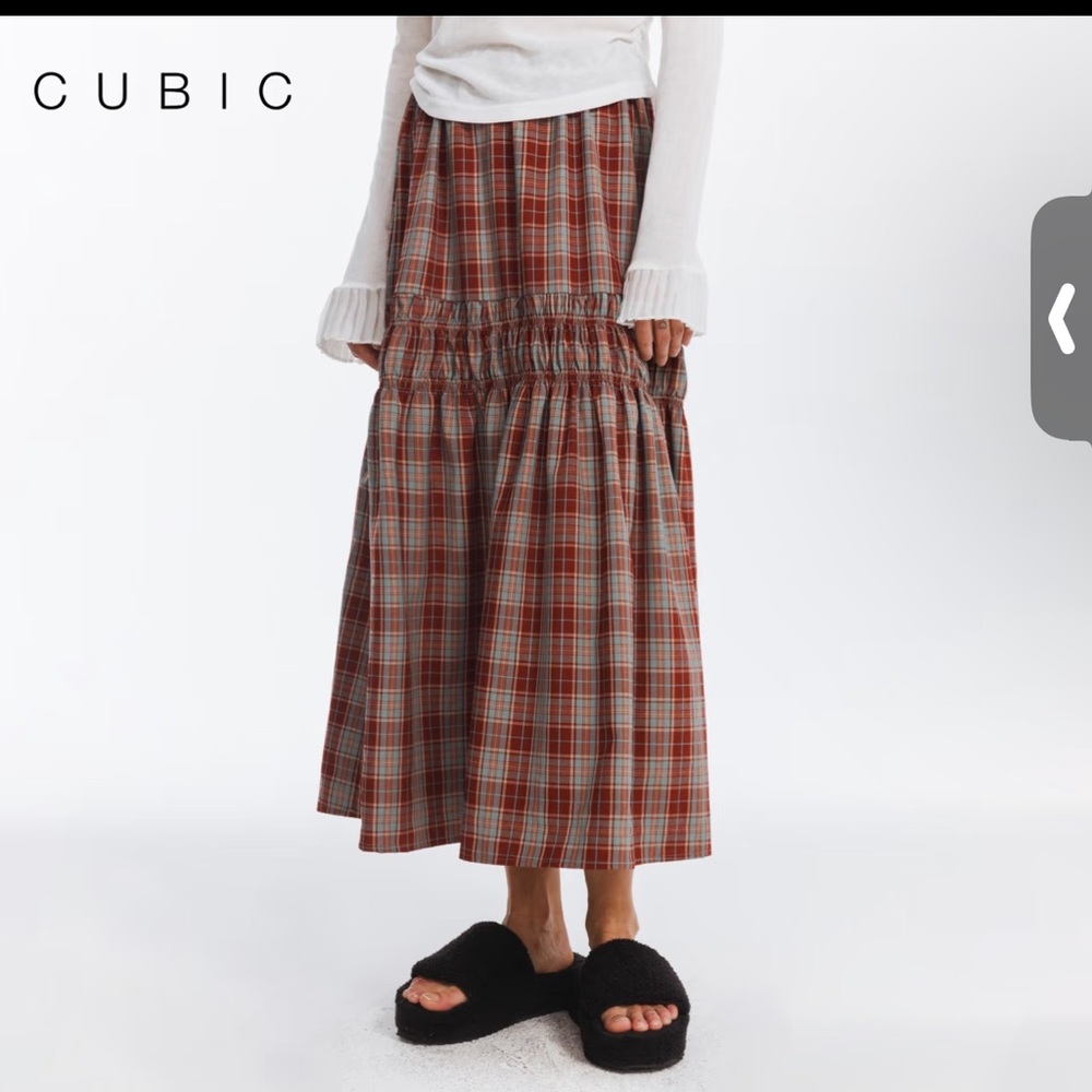 Red Plaid Women's Midi Skirt